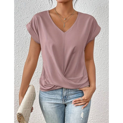 🔥🌹Mother's Day Promotion 🎁 60% OFF💥BIG SALE💷Best Price👚Casual Short Sleeve Elegant V-neck Twist Tee