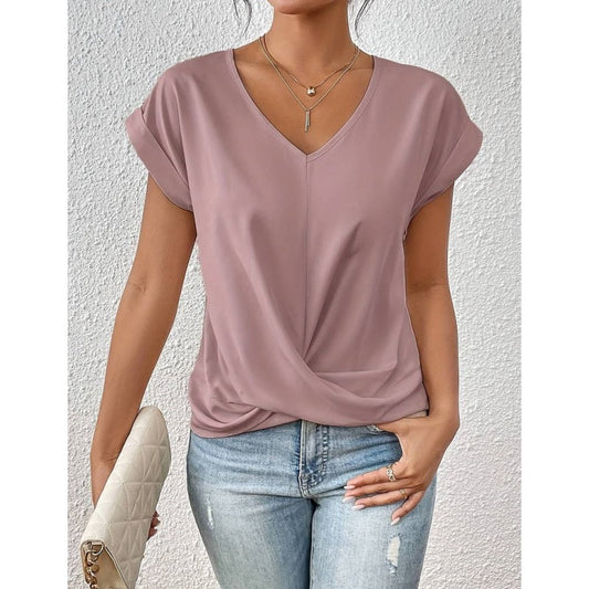 🔥🌹Mother's Day Promotion 🎁 60% OFF💥BIG SALE💷Best Price👚Casual Short Sleeve Elegant V-neck Twist Tee