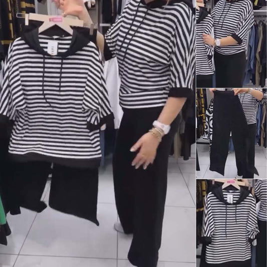 💕Limited Sale 50% OFF💕Women's Striped Top & Solid Pants Set