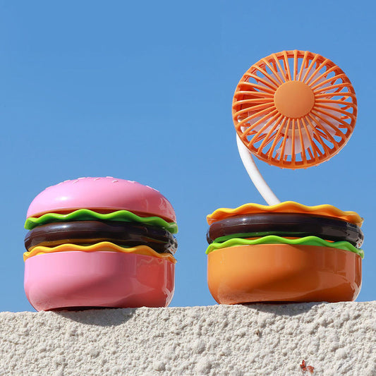 🔥2025 HOT SALE🔥3 Speeds Hamburger Shaped Mini Fan with Mirror