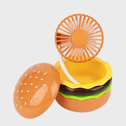 🔥2025 HOT SALE🔥3 Speeds Hamburger Shaped Mini Fan with Mirror