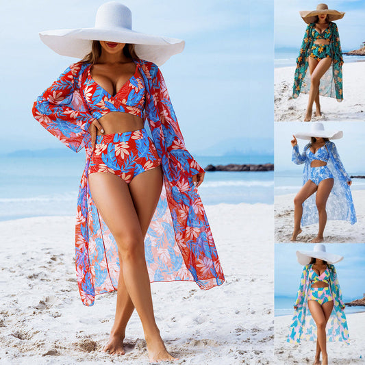 Women's 3-Piece Sexy Floral Print Swimsuit